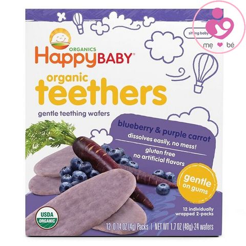 Bánh ăn dặm hữu cơ Happy Baby Organic Teethers cho bé từ 6 tháng tuổi của Mỹ hộp 12 gói