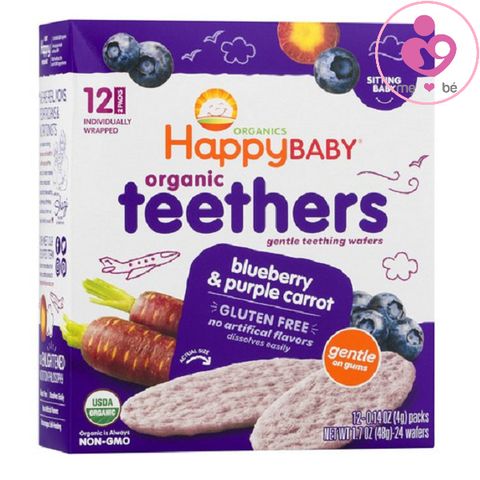 Bánh ăn dặm hữu cơ Happy Baby Organic Teethers cho bé từ 6 tháng tuổi của Mỹ hộp 12 gói