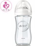 Bình sữa thuỷ tinh cổ rộng Phillips Avent 240ml của Anh cho trẻ từ 1 tháng tuổi