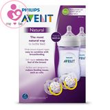 Set 2 bình sữa và 2 ti ngậm Philips Avent Natural của Anh cho bé từ 1 tháng tuổi dung tích 260ml