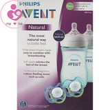 Set 2 bình sữa và 2 ti ngậm Philips Avent Natural của Anh cho bé từ 1 tháng tuổi dung tích 260ml