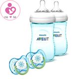 Set 2 bình sữa và 2 ti ngậm Philips Avent Natural của Anh cho bé từ 1 tháng tuổi dung tích 260ml