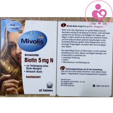 Biotin 5000 mcg của Mivolis Đức hộp 60 viên