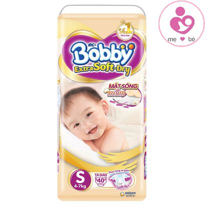 Tã dán Bobby Extra Soft Dry size S cho bé 4-7 kg