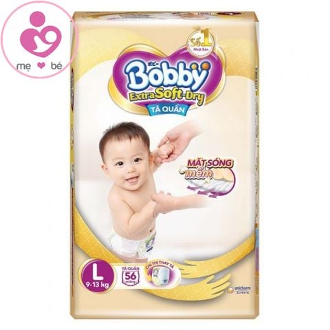 Tã quần Bobby Extra Soft Dry size L 56 miếng cho bé 9-13 kg
