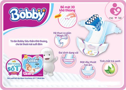 Tã dán Bobby siêu thấm size NB 42 miếng cho bé sơ sinh dưới 5kg