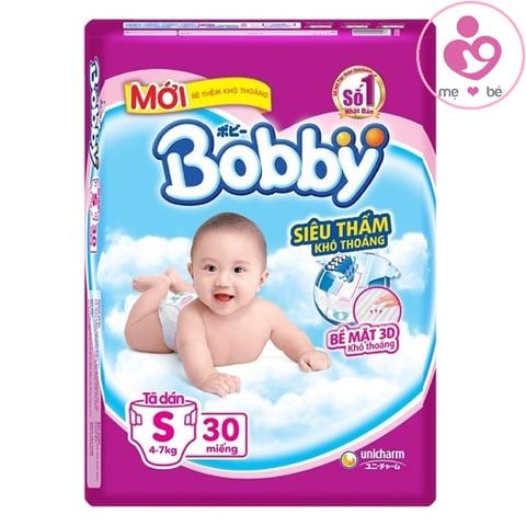 Tã dán Bobby siêu thấm size S cho bé 4-7 kg