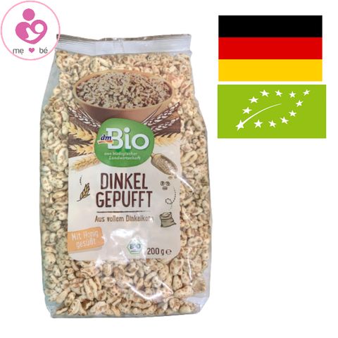 Bỏng lúa mì mật ong hữu cơ dmBio Dinkel Gepufft của Đức túi 200g