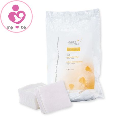 Bông tẩy trang Tetra Soin Pur của Pháp 100% cotton gói 500 miếng