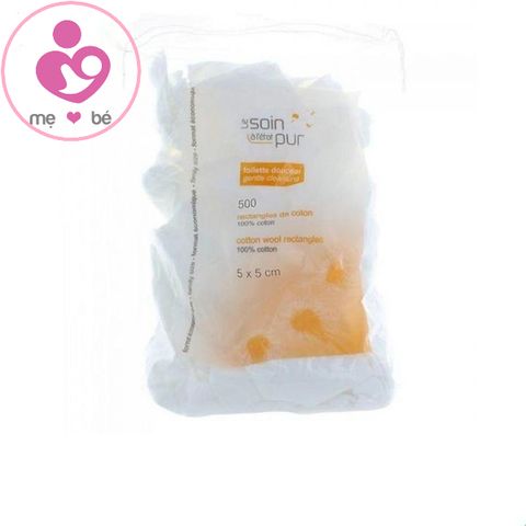 Bông tẩy trang Tetra Soin Pur của Pháp 100% cotton gói 500 miếng