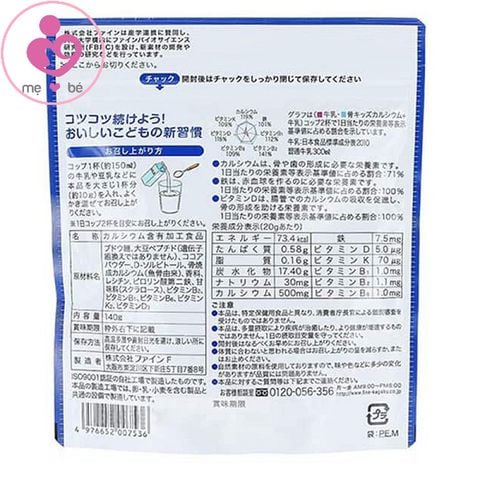 Bột canxi cá tuyết Fine Bones của Nhật Bản giúp tăng chiều cao gói 140g