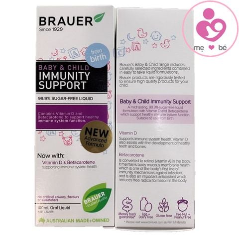 Siro tăng sức đề kháng Brauer Baby & Child Immunity Support của Úc cho bé từ 0-12 tuổi lọ 100ml