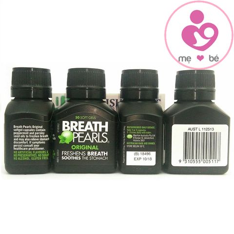 Ngậm thơm miệng Breath Pearls của Úc lọ 50 viên