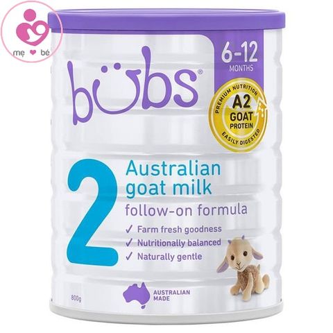 Sữa dê Bübs Australian Goat Milk số 2 của Úc cho trẻ từ 6-12 tháng hộp 800g