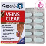 Viên uống trị suy giãn tĩnh mạch Caruso’s Natural Health Veins Clear của Úc họp 60 viên