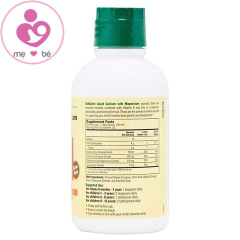 Canxi và magie Childlife của Mỹ lọ 474ml