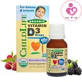 Vitamin D3 hữu cơ dạng giọt ChildLife Essentials® Organic Vitamin D3 drops của Mỹ cho trẻ từ sơ sinh lọ 6.25ml