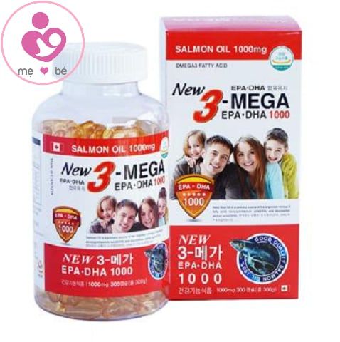 Dầu cá hồi Omega 3 New 3-MEGA salmon oil 1000mg của Hàn Quốc lọ 300 viên