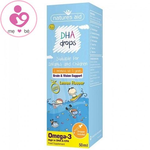 DHA dạng giọt Natures Aid DHA Drops cho bé từ 3 tháng đến 5 tuổi lọ 50ml