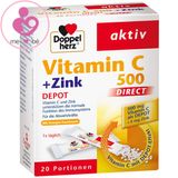 Vitamin C+Zink 500 Direct của Doppelherz aktiv Đức tăng đề kháng hộp 20 gói