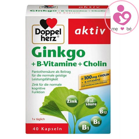 Viên bổ não Doppel herz aktiv Ginkgo + B-Vitamine + Cholin của Đức hộp 40 viên