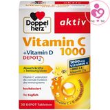 Viên vitamin C và D Doppel herz aktiv Vitamin C 1000 +Vitamin D Depot của Đức hộp 60 viên