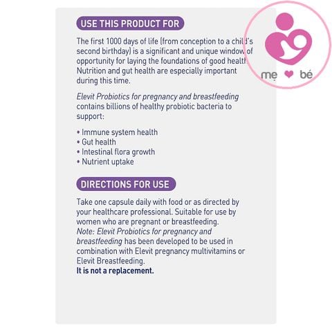 Men vi sinh Elevit Probiotics cho bà bầu của Úc hộp 30 viên