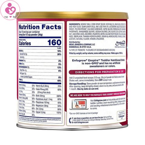 Combo 4 hộp sữa Enspire Toddler Nutritional Drink 1+ của Mỹ cho trẻ từ 1-3 tuổi hộp 680g