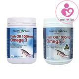Viên uống dầu cá tự nhiên Fish Oil Omega 3 1000mg thương hiệu Healthy Care hộp 400 viên
