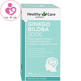 Viên uống bổ não Healthy Care Ginkgo Biloba 2000mg của Úc lọ 100 viên
