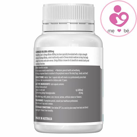 Bổ não Healthy Care Ginkgo Biloba 6000mg của Úc hộp 60 viên