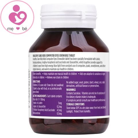 Kẹo dẻo bổ mắt Healthy Care Kids Computer Eyes Chewable của Úc cho trẻ từ 2 tuổi lọ 60 viên