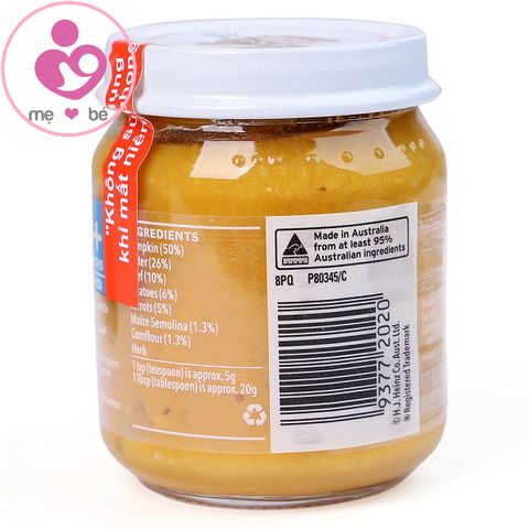 Heinz ăn dặm bí đỏ khoai tây và bò nghiền của Úc cho trẻ từ 4 tháng tuổi hộp 110g