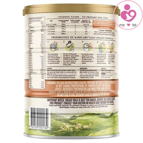 Sữa dê Karicare Goat Milk số 1 của Úc cho trẻ từ 0-6 tháng