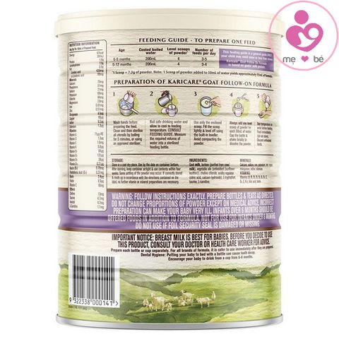Sữa dê Karicare Goat Milk số 2 của Úc cho trẻ từ 6-12 tháng