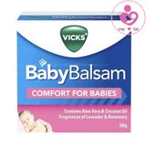 Kem Vicks Baby Balsam của Úc xoa ấm ngực giảm ho cho trẻ từ 3 tháng tuổi hộp 50g