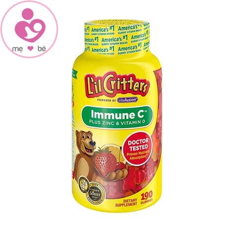 Kẹo dẻo gấu Immune C Plus Zinc & Vitamin D L’il Critters của Mỹ tăng sức đề kháng cho trẻ