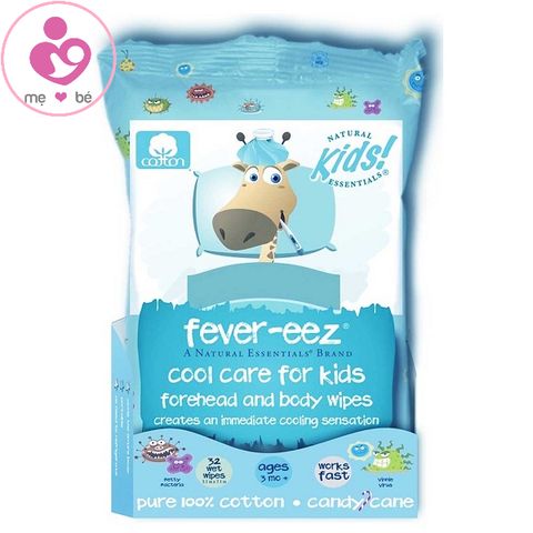 Khăn lau hạ sốt Fever-eez Cool Care For Kids Forehead And Body Wipes của Mỹ cho trẻ từ 3 tháng