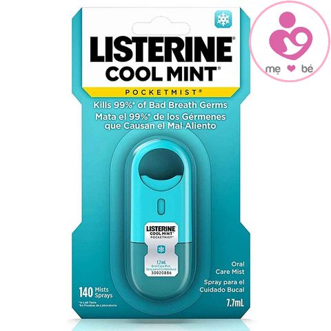 Xịt thơm miệng Listerine Cool Mint Pocketmist hương bạc hà của Mỹ lọ 7,7ml