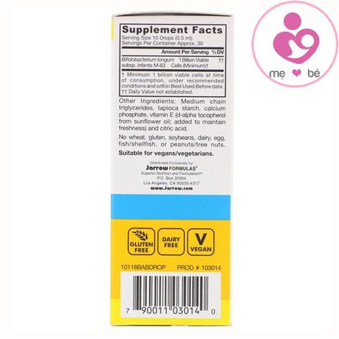 Men vi sinh Jarro-Dophilus Infant cho bé sơ sinh từ 0 – 6 tháng tuổi lọ 15ml