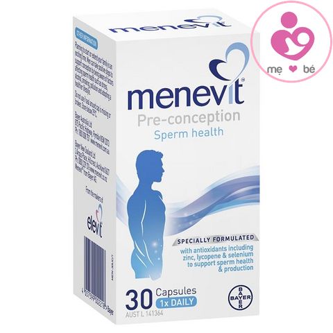 Menevit Pre-Conception của Úc hỗ trợ sức khỏe sinh sản nam giới hộp 30 viên