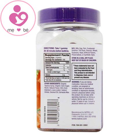 Kẹo dẻo giúp ngủ ngon Natrol Gummies Melatonin 5mg vị dâu hộp 180 viên