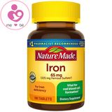 Viên uống bổ sung sắt Nature Made Iron 65mg của Mỹ