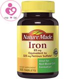 Viên uống bổ sung sắt Nature Made Iron 65mg của Mỹ