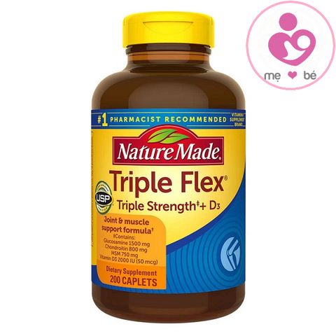 Viên bổ khớp Nature Made Triple Flex Triple Strength + D3 của Mỹ lọ 200 viên