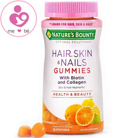 Kẹo dẻo đẹp da, móng và tóc Nature’s Bounty Hair Skin And Nails Gummies của Mỹ lọ 80 viên