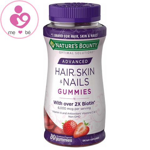 Kẹo dẻo đẹp da, móng và tóc Hair Skin And Nails Gummies With Over 2x Biotin của Mỹ lọ 80 viên