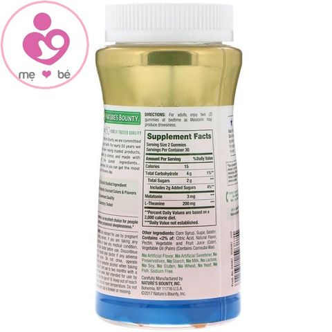 Kẹo dẻo giúp ngủ ngon Nature’s Bounty Sleep Gummies của Mỹ lọ 60 viên