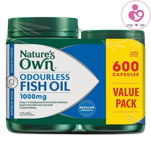 Dầu cá không mùi Nature’s Own Odourless Fish Oil 1000mg của Úc set 2 lọ = 600 viên