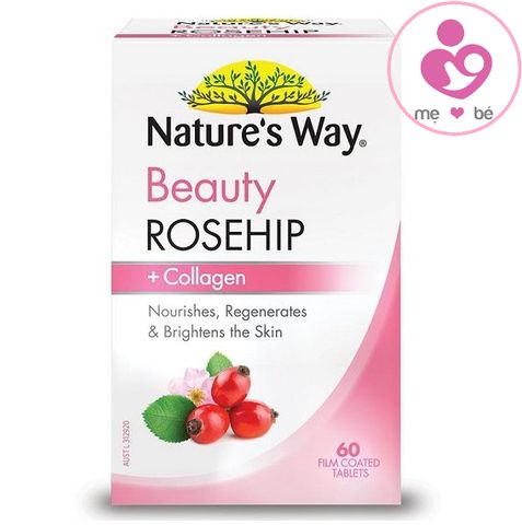 Collagen trắng da Nature’s Way Beauty Rosehip + Collagen của Úc lọ 60 viên